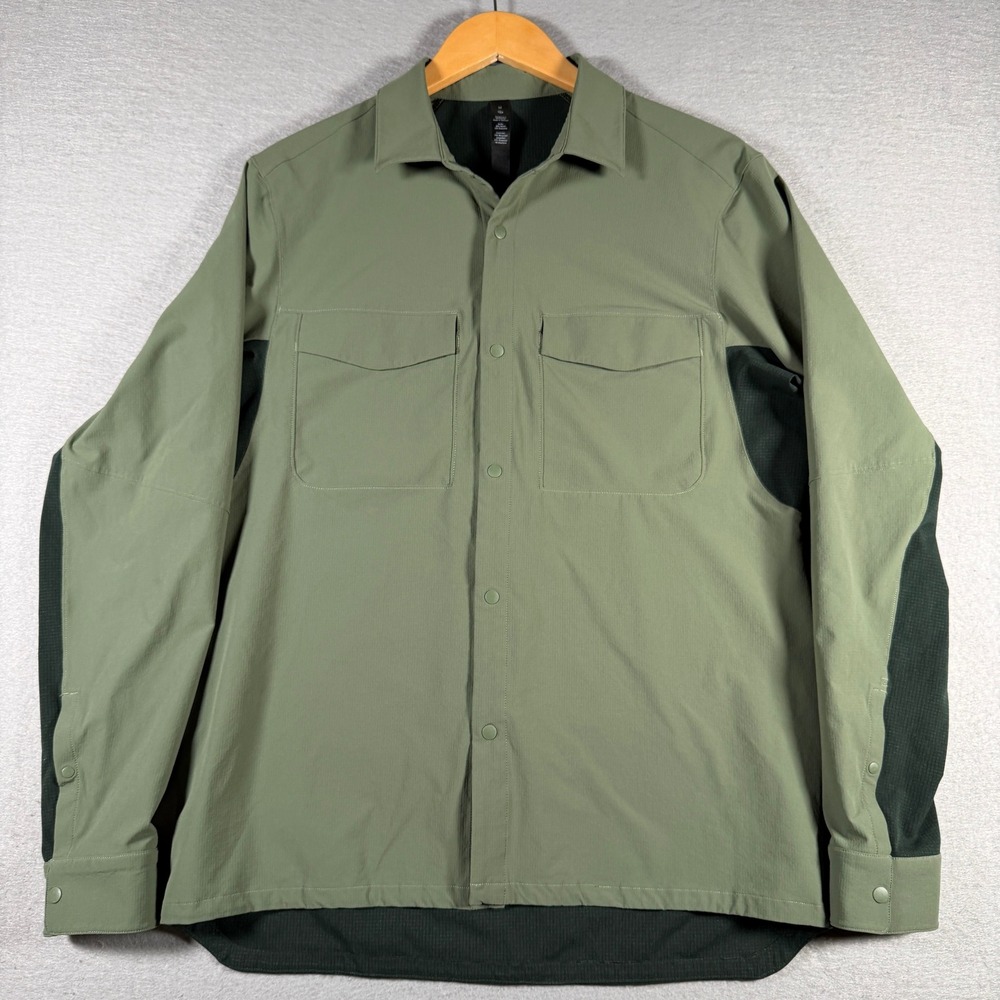 Lululemon Lab Mens Long Sleeve Snap Front Technical Utility Shirt Green Size M